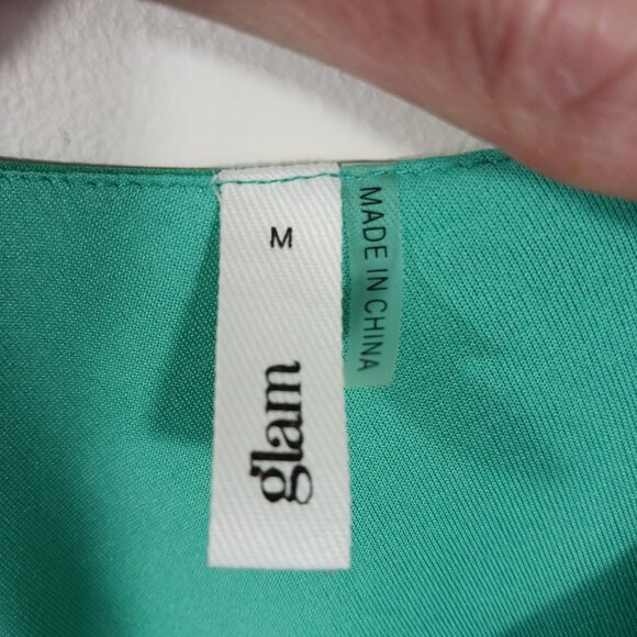 glam, Medium One Shoulder Green Mini Dress, Ruffle Bottom, Party Dress, Cocktail - Picture 2 of 16